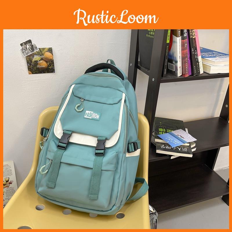 Fashionable Blocked Color Letter Decoration Large Capacity Student Backpack