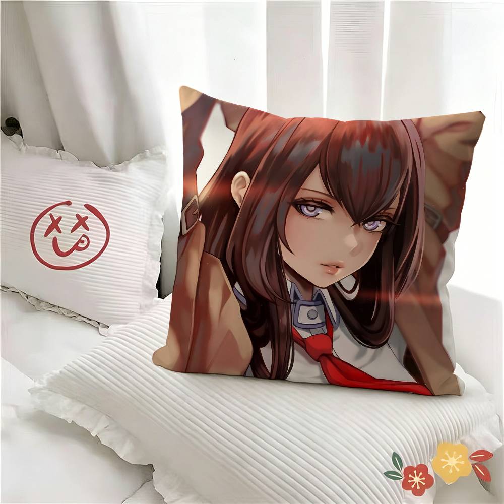 pc Anime Steins Gate Pillow Case Fashion Square Pillowcase Bedroom Sofa Room Ins Decoration Leisure
