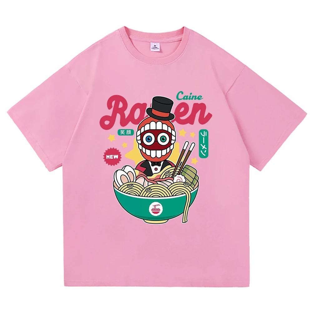 Kinder Amazing Digital Circus Ramen T-Shirt, Modisches und Lustiges Caine Pomni T-Shirt, Unisex Niedliches Kaninchen Nudel Baumwoll T-Shirt
