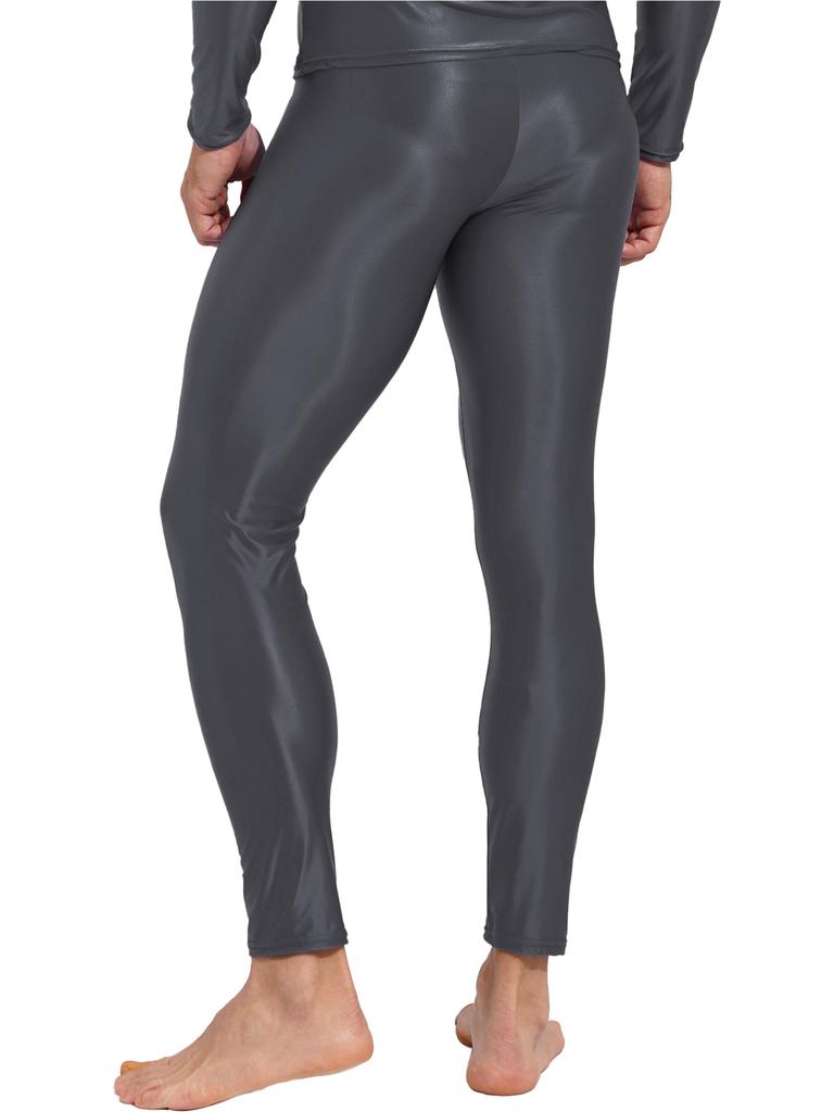 Mens Shiny Solid Color Skinny Pant Gym Fitness Sports Leggings Tights Glossy Stockings Pantyhose