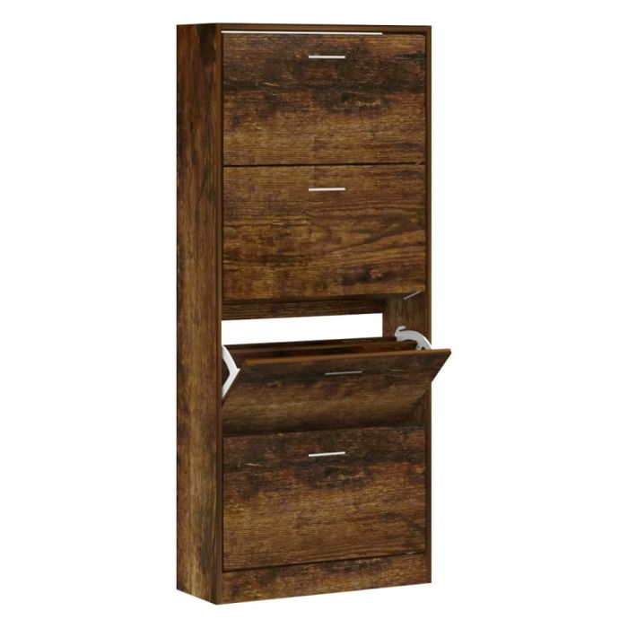 VidaXL Armoire à chaussures Chêne fumé 63x24x147 cm Bois d'ingénierie 342547