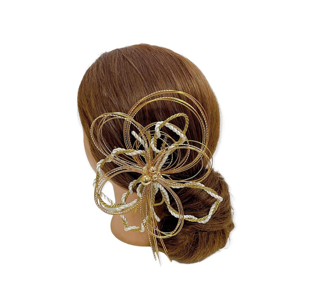 Mizuhiki Hair Ornament, Gold Braided Cord, Mizuhiki Decoration, Japanese Traditional Clothing, Coming-of-Age Ceremony, Graduation Ceremony, Wedding,