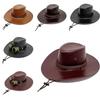 Stylish Pu Leather Cowboy Hat With Wide Brim For Sun Protection And Outdoor Fun For All
