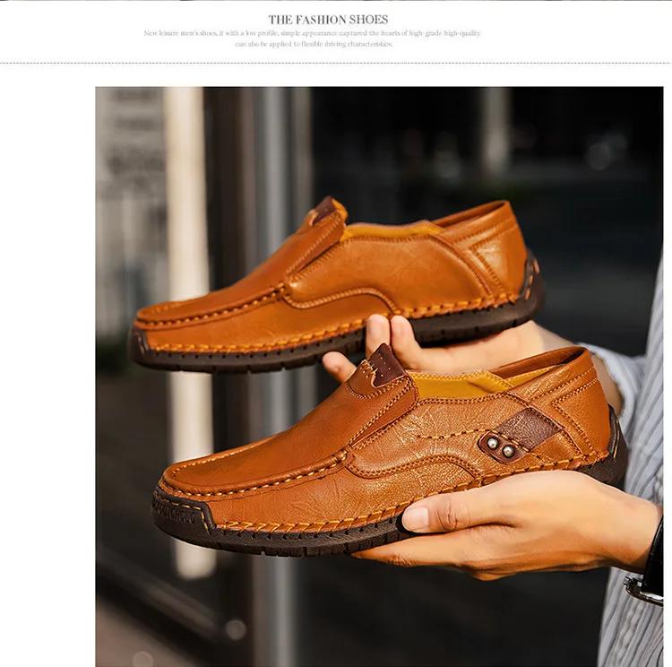 Mens Loafers Breathable Slip On Driving Shoes Men Handmade Casual Shoes Chaussure Homme Genuine Leather Shoes