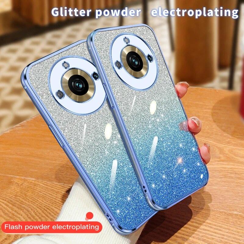 Fashion Plating Gradient Glitter Case For OPPO Realme 11 Pro 9 8 V25 V23 V13 C55 C53 C35 C33 C21Y Reno 10 5 Silicone Back Cover