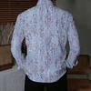 Men Collared Shirt Light Purple Wisteria Floral Print Long Sleeve Button Down Top