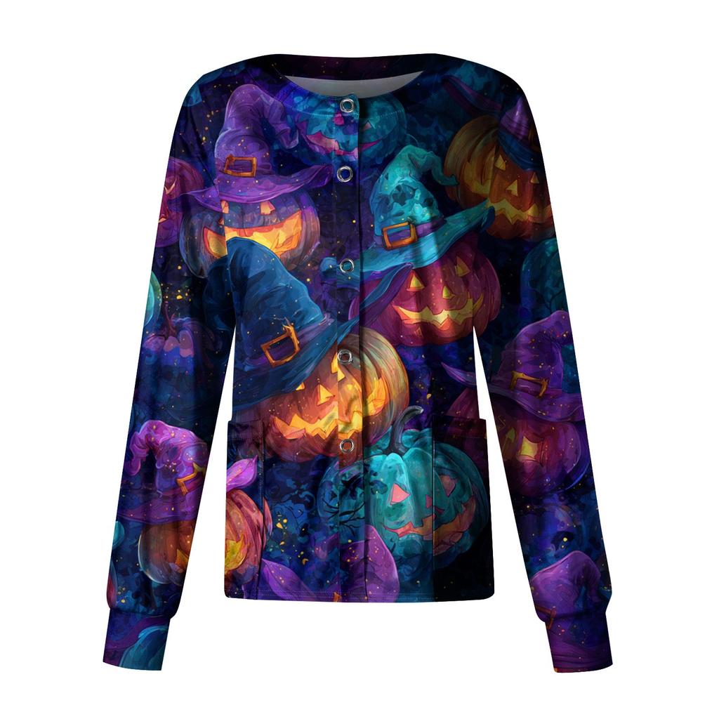 Women's Casual Long Sleeve Single Breasted  Printed Dry-nurse Top