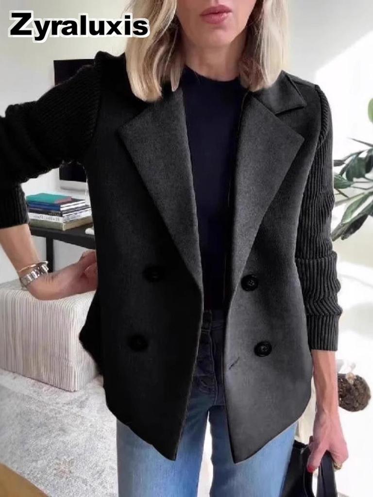 Spring Women's Wool Blend Overcoat Blazer Jacket