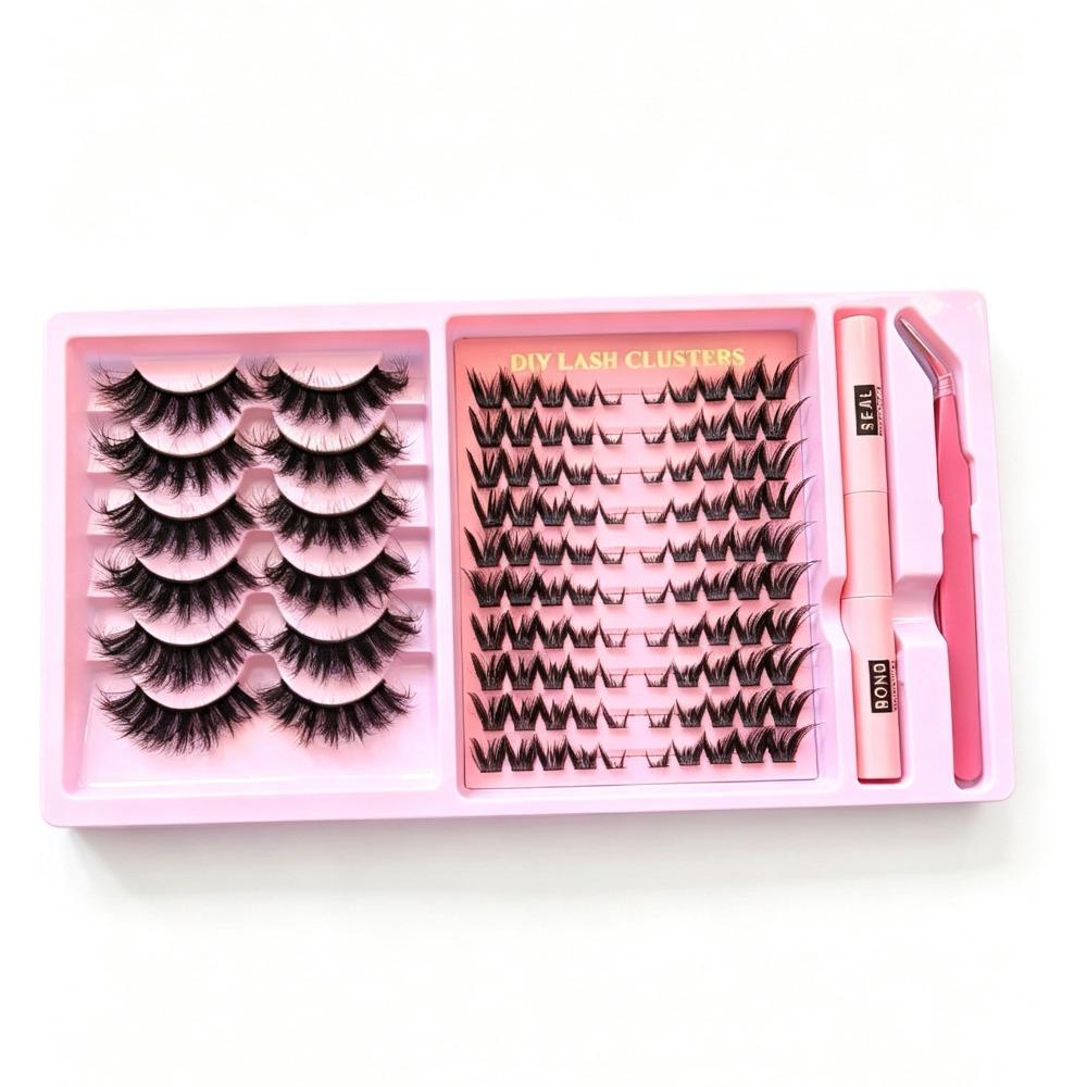 Natural curl Individual Segment Lashes Dense Volume DIY Eye Lashes False eyelash set Daily Makeup