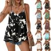 Dames Bloemendruk Strapless Mouwloos Dubbellaags Camisole Top Lichtgewicht Zomer Blouse Casual Losse Pasvorm