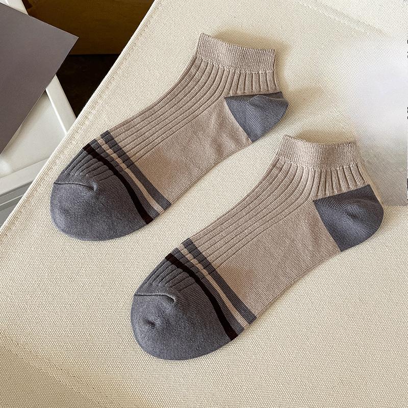 Men's Summer Thin Style Low Top Short Barrel Matching Color Sports Boat Socks
