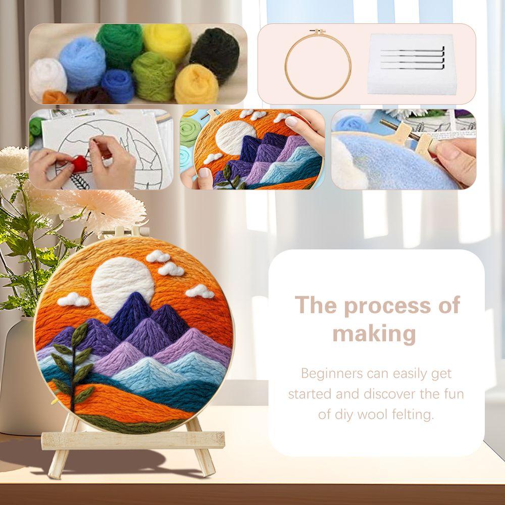 CHENISTORY DIY Wool Needle Felting Kit Creative Felt Landscape Picture Creative Felting Painting Handmade For Beginners Set