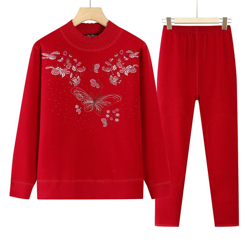 Elderly Women's Plush Lined Pullover Sweater