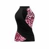 European and American style leopard print splicing neck vest for women, sexy hollow irregular hem slim top