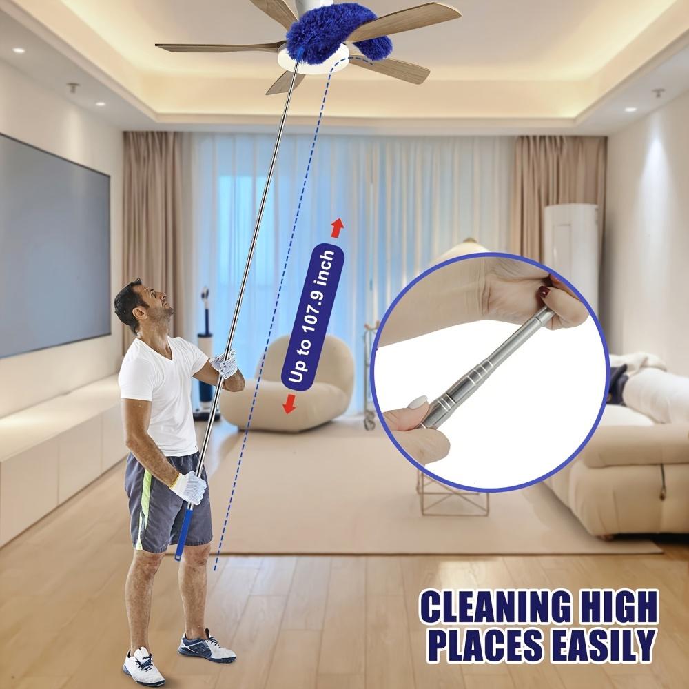Versatile Retractable Bendable Duster Set Extendable Pole For Ceiling Cleaning Dust Removal Washable Household Cleaning Tool