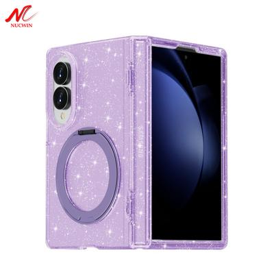 Ins Simple Glitter Magnetic Transparent Bracket Case for Samsung Galaxy Z Fold 8 Ultra Fold8 Wide for Magsafe ZFold8 Hard Cover