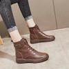 European and American Retro Short Sleeved Women's Boots  Autumn New Lace Up Belt Buckle Thick Sole Short Boots  Mujer