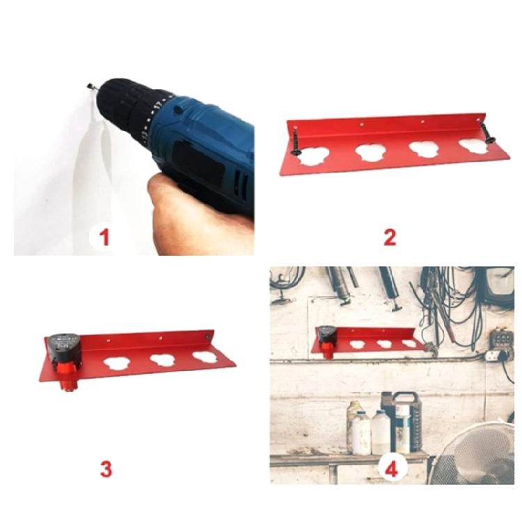 Battery Holder Wall Mount 4 Slot Battery Holder Electric Drill Power Tool Battery Organizer Iron Hanging Battery Bracket