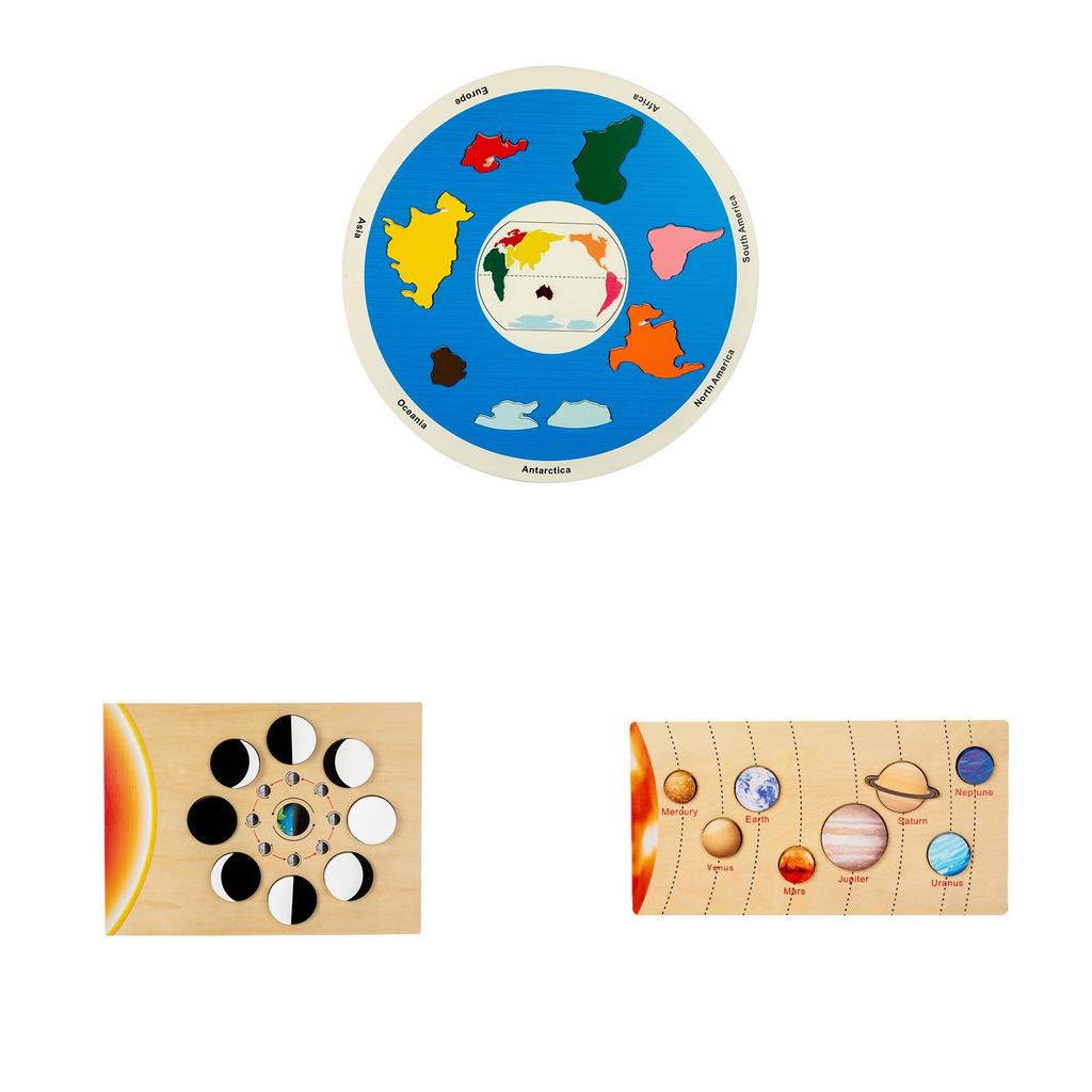 Wooden Solar System Puzzle With Planet And Moon Phases For Early Learning And Educational Play