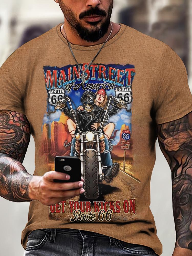 Vintage Street Exploration 3D-gedrucktes Herren-T-Shirt Neues Trend-T-Shirt Vintage Locker Sommer Rundhals Kurzarm Unisex-Oberteil