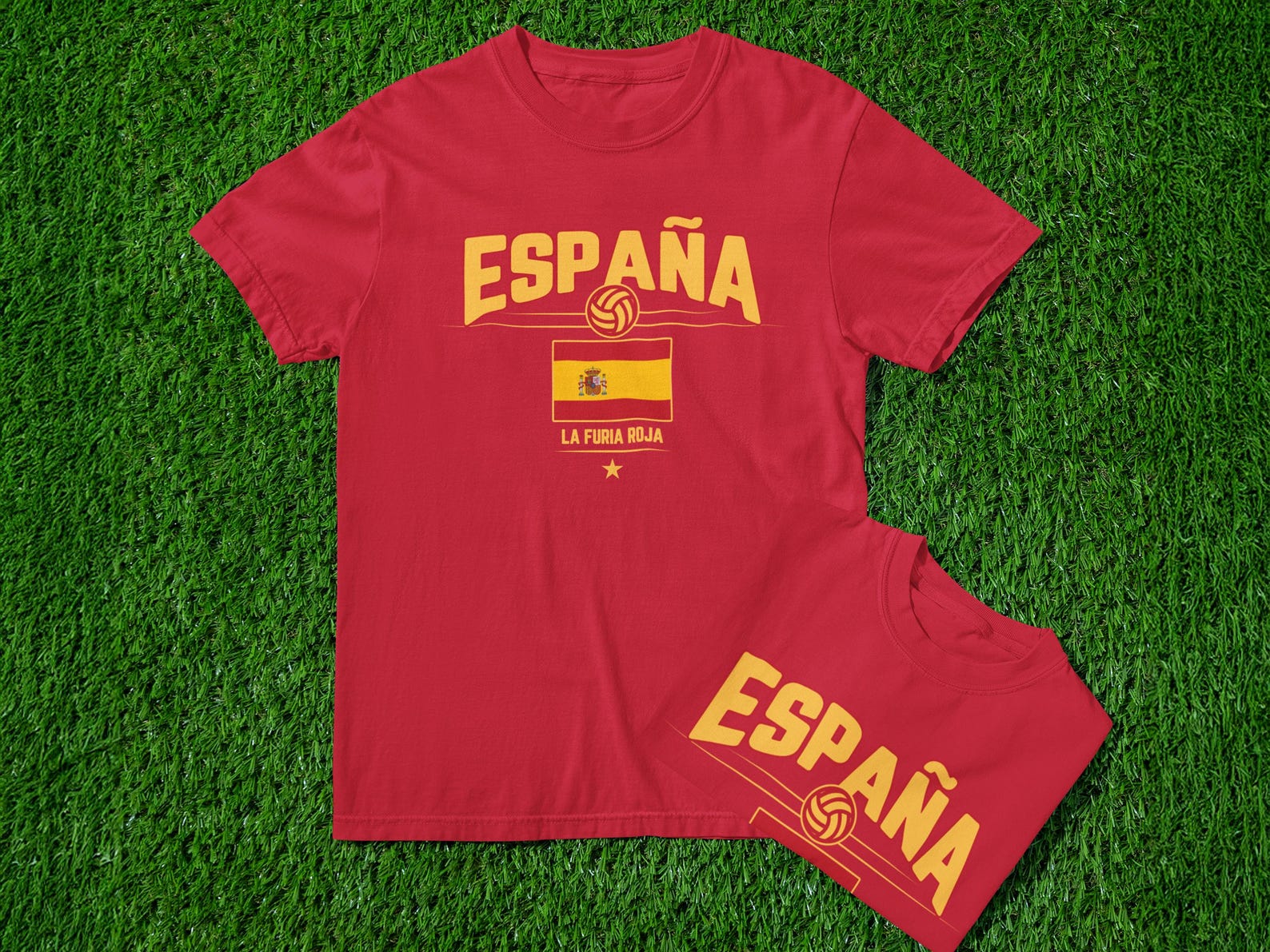 España Soccer T-Shirt | La Furia Roja Spanish Football Tee M