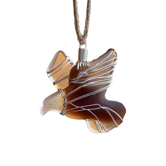 Ozdoba ptáčka z mořského skla Ručně vyráběné umění z mořského skla ve tvaru ptáčka Vánoční ozdoba na stromeček Řemesla z oceánské pláže pro milovníky ptáků