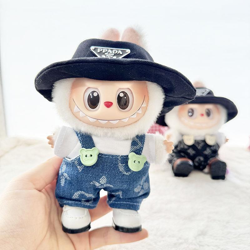 17cm Labubu Doll's Clothes Denim Four Leaf Clover Set Outfit Accessories Clothing DIY Kids Gift Sweet Princess (Excluding Dolls)