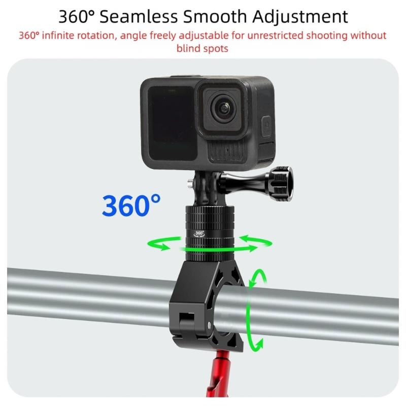 Quick Release Action Camera Handlebar Mount With 360 Adjustable Rotation Aluminum Alloy Clamp For Bikes Motorcycles