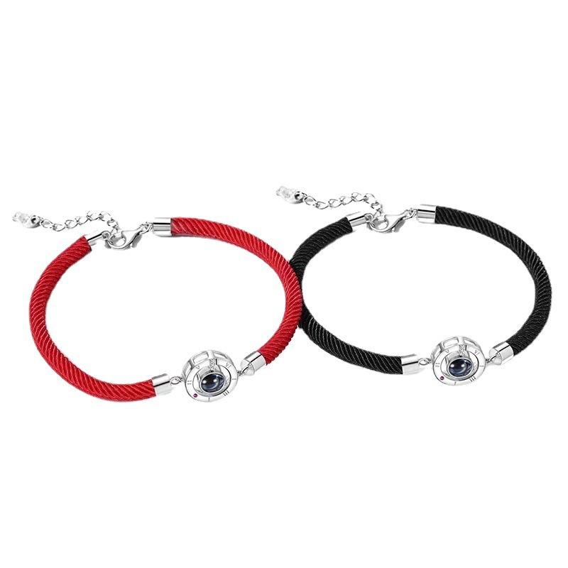 I Love You Projection Bracelet Ribbon Bracelet 100 Languages Fashion 1PC Red Valentine's Day  Handmade