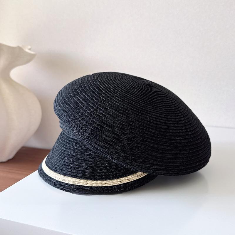 

New Style Women Summer Sloping Brim Visor Cap Retro casual Cabbie Beret Girls Beach Paperboy Cap M 56-58cm чорний