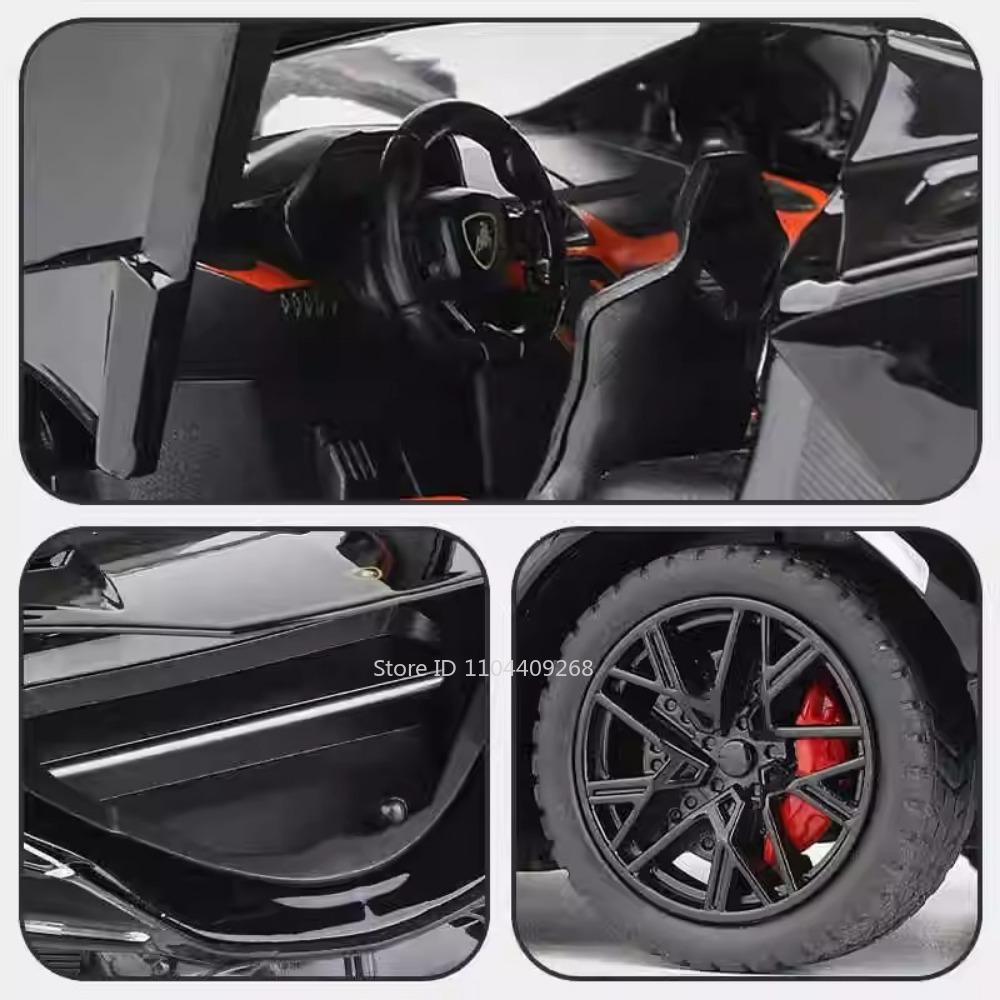 1:24 Scale Lambor Revuelto Car Model Toy Alloy Diecast Sound Light Pull Back Steering Shock Absorber Models Ornaments Gifts