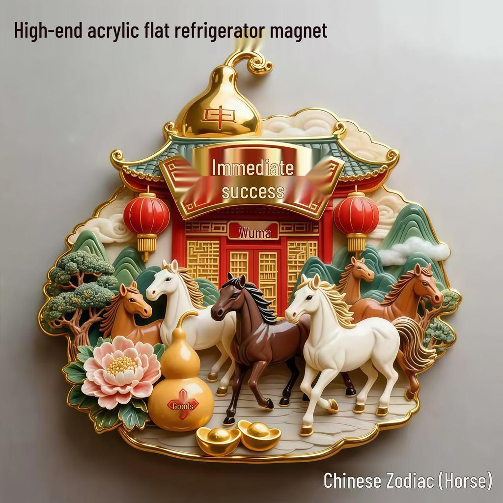 Dodici Magneti da Frigorifero in Acrilico dello Zodiaco Cinese - Regali Souvenir in Stile Cinese