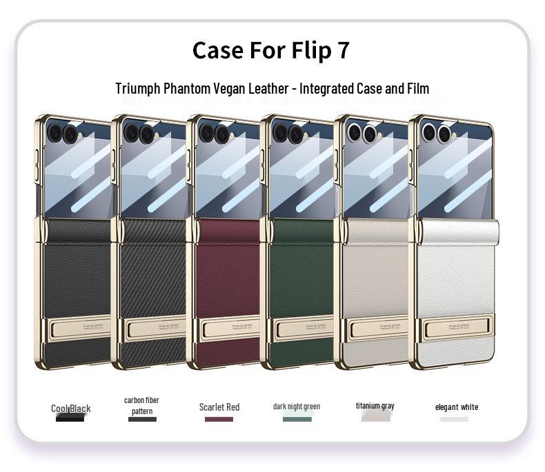 Samsung Galaxy Z Flip7 Magnetic Leather Full Coverage Case with Electroplated Hinge - GKK