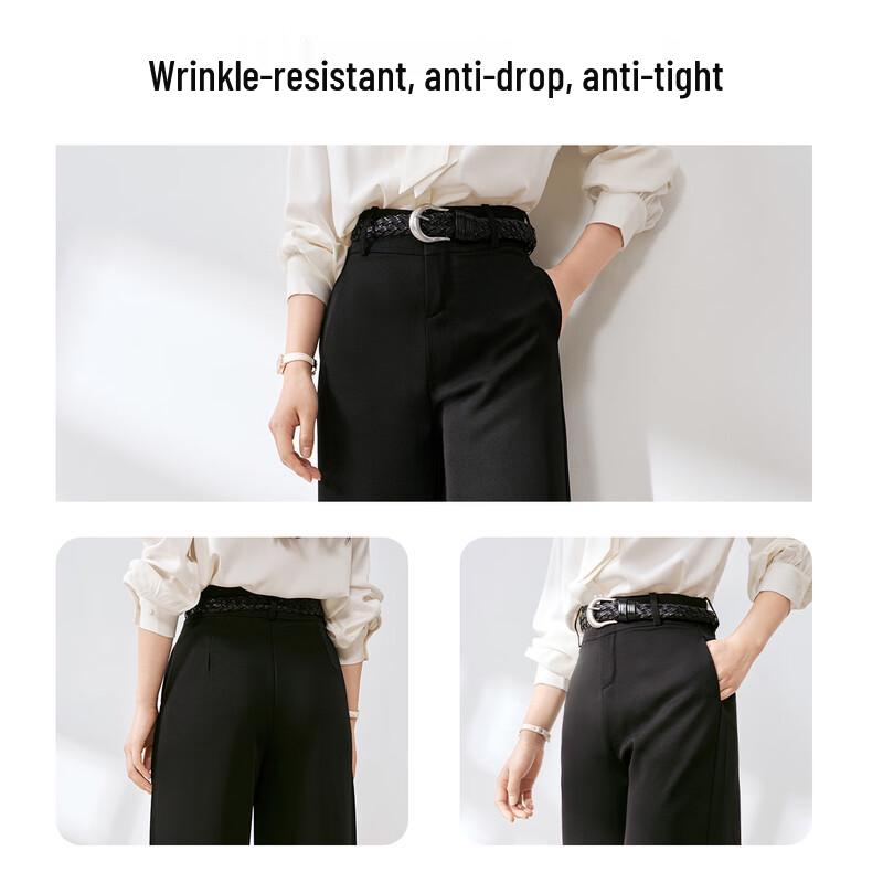 Mark Fairwhale Women's High-Waisted Wide-Leg Black Suit Pants