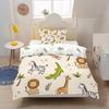 Copripiumino Animali della Giungla 2 Pezzi, Set Biancheria da Letto Stampata 3D con Leone e Giraffa con Chiusura a Zip, Federe per Adolescenti e Adulti