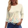 Women's Fashion Casual 3/4 Sleeve T,Shirt Printed Round Neck Pullover Top