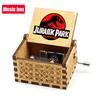 **Hot Antique carved Wooden Hand Crank Jurassic Park Music Box Action Toy Figure Anime Model Christmas Birthday Gift