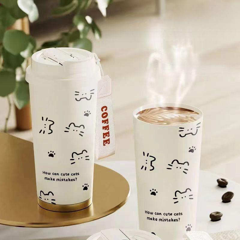 500ML Thermosflasche Kaffeetasse Auto Auslaufsicher Reise Thermobecher Vakuumflasche Edelstahl Thermos-Wasserflasche Isolierte Tassen