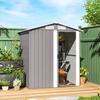 Garden Metal Tool Storage Shed with Sliding Door, Sloped Roof and Foundation Kit, 152 x 132 x 188cm, Grey