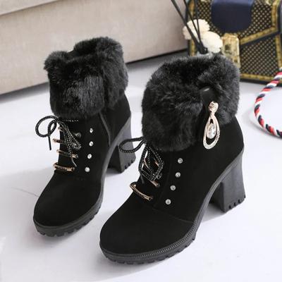Damen Stiefel Winter Designer High Heels Schuhe für Damen Neu Kurzer Plüsch Hohe Plateau Stiefeletten Elegant Botas Mujer