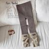 Girls' Autumn/Winter Fleece-Lined Stripe Leggings - Thick, Warm Nine-Point Pants