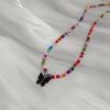 European Retro Bohemian Multi-Color Beaded Necklace with Butterfly Pendant