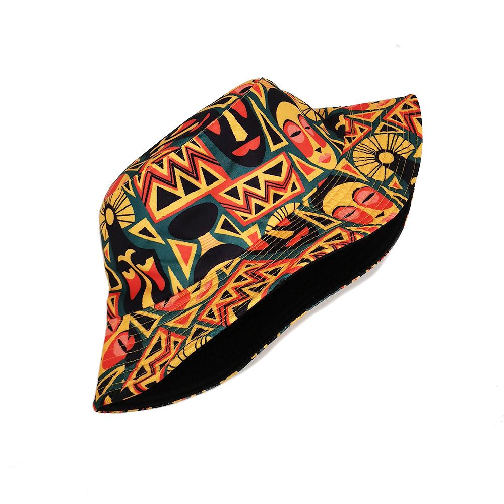 Vintage Ethnic Mask Print Bucket Hat, Casual Decorate Fisherman Cap, Fashion Sun Hat for Women Men Summer Beach Travel Panama