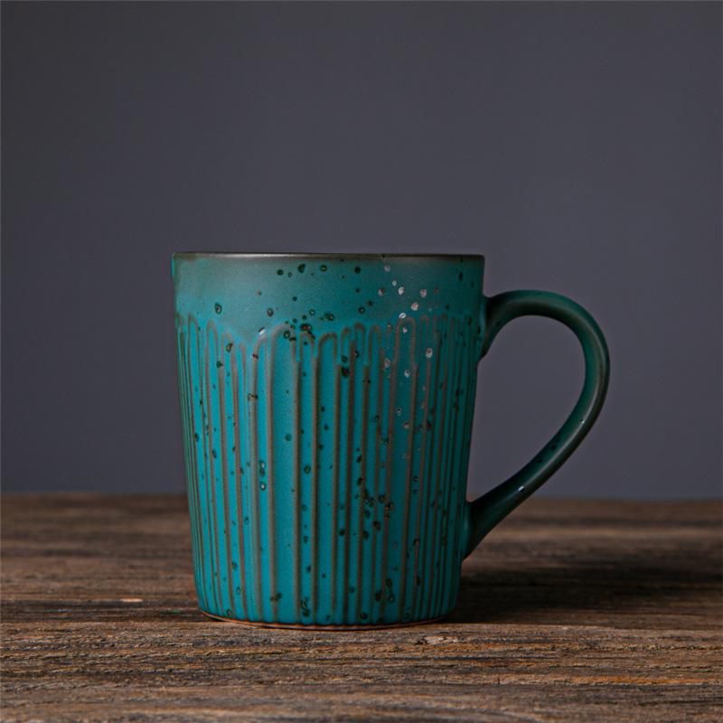 Ceramic Vertical Stripes Retro Supply Niche Ceramic Cup Japanese Creative Coffee Cup Coarse Pottery Water Cup