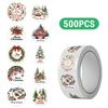 500PCS Christmas Stickers Roll Merry Christmas Stickers Labels Roll 1.5 Inch 10 Designs Round Christmas Tags Christmas Wreath