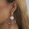 Modern Flower Geometric Circle Earrings Trendy Blue Alloy Accessories Womens
