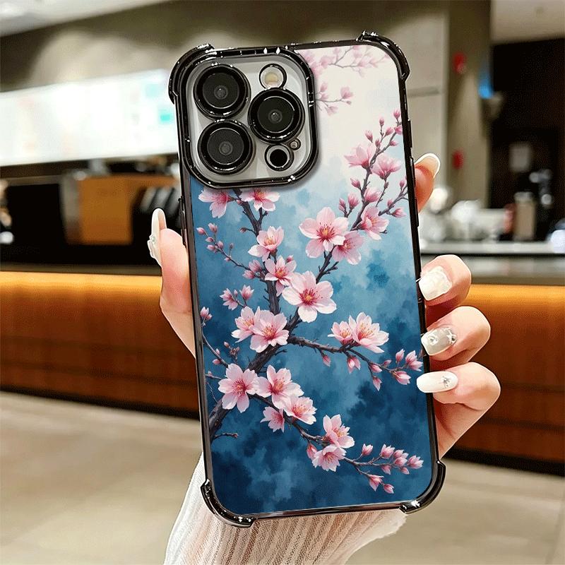 Kirschblüte Sakura Mode Beschichtung Handyhülle Für Iphone 16 17 Pro Max Air 16E 14 15 Plus 12 13 Mini Anti-Fall Airbag Hülle