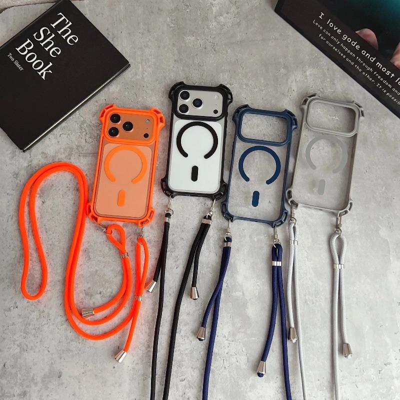 Creative Drone Four Corner Anti Drop Magnetic Case For iPhone 17 16 15 14 13 12 Pro Max for Magsafe Transparent Crossbody Shell