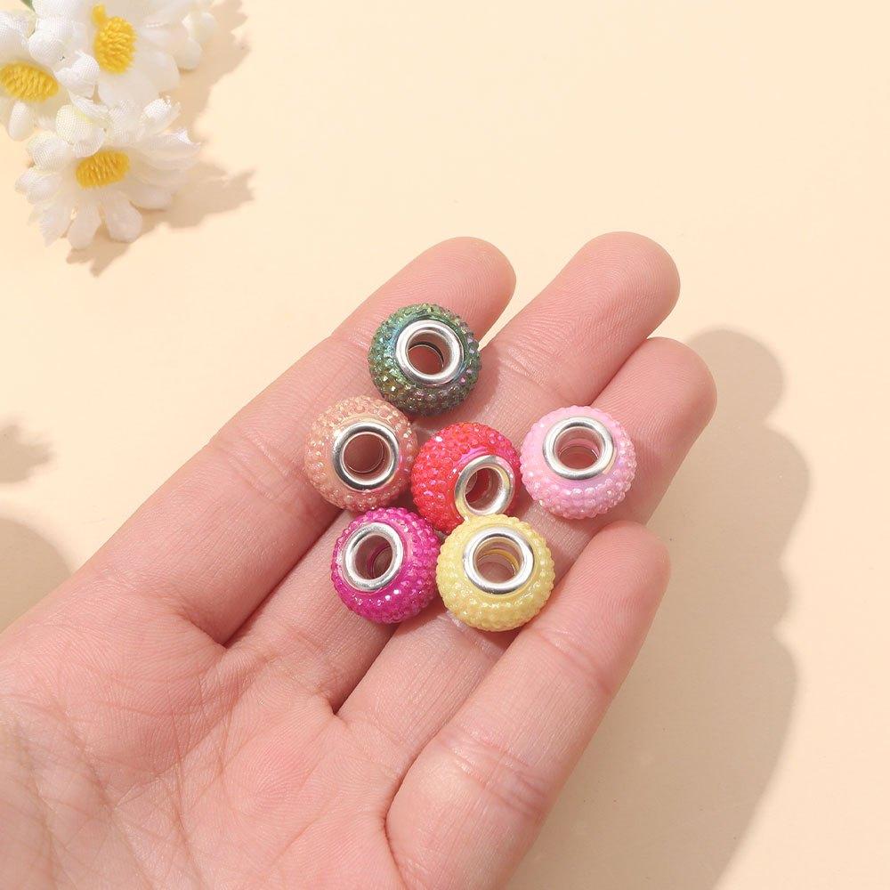 7/14/21pcs Resin Material European Large Hole Spaced Beads Large Hole Beads Decorative Beads and Beads DIY European Accessories Bracelet Necklace