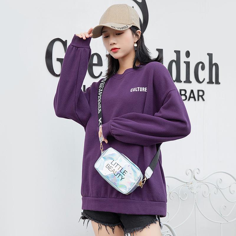 2023 Korean Style Women's Laser Print Crossbody Square Bag - Casual PU Shoulder Handbag